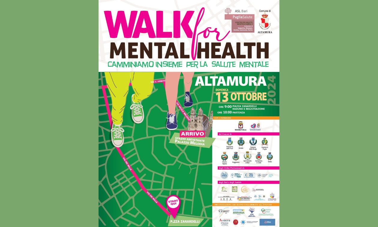 Altamura celebra la Giornata Mondiale della Salute Mentale con la “Walk for Mental Health”