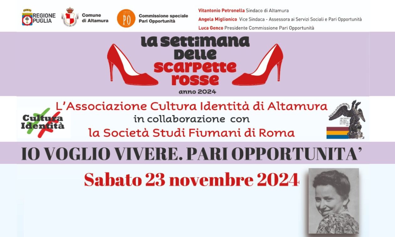 Altamura ricorda Norma Cossetto: targa commemorativa e conferenza per l’evento “Io voglio vivere. Pari Opportunità”