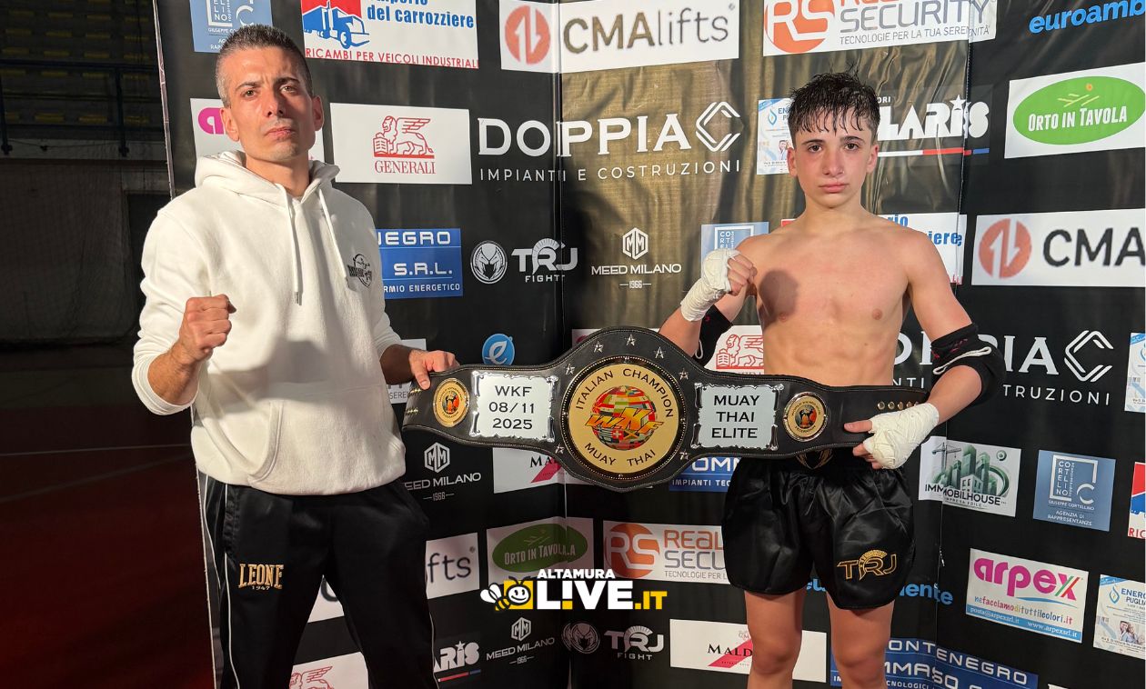 L’altamurano Michele Matera conquista a 15 anni il titolo di Campione Italiano Élite di Muay Thai e Kickboxing