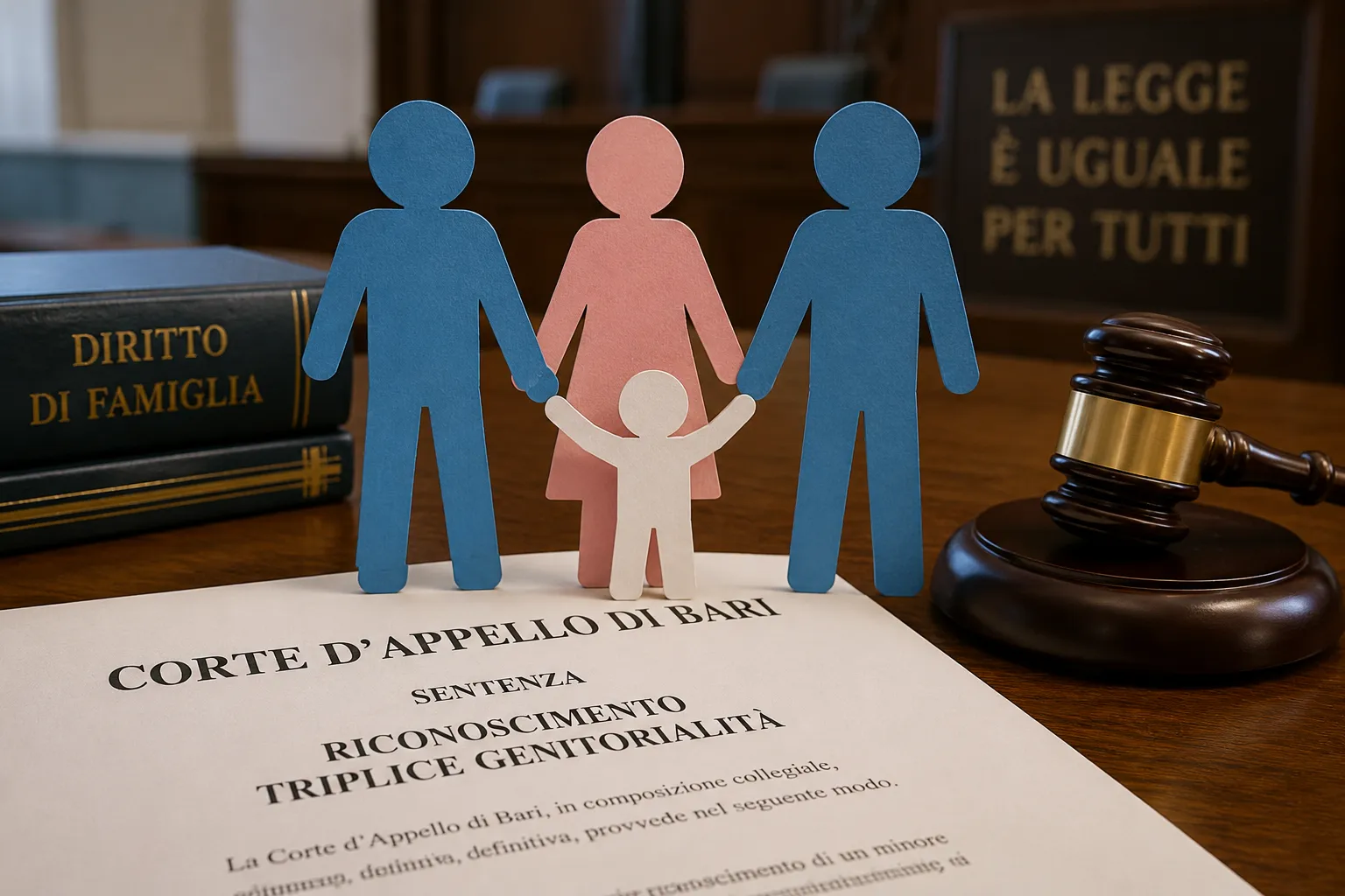 Sentenza storica a Bari: riconosciuto per la prima volta in Italia un bambino con una madre e due padri