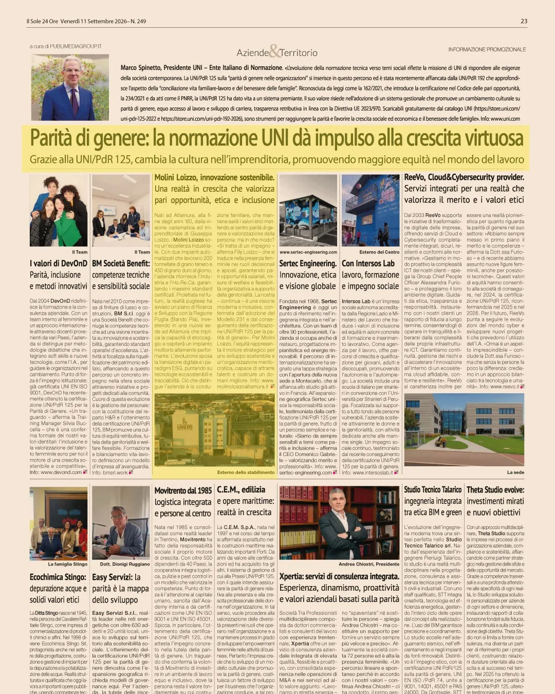 Menzione su Il Sole 24 Ore